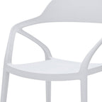 Set of Four White Heavy Duty Plastic Open Back Dining Arm Chairs
