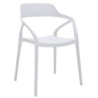 Set of Four White Heavy Duty Plastic Open Back Dining Arm Chairs