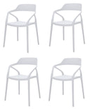 Set of Four White Heavy Duty Plastic Open Back Dining Arm Chairs