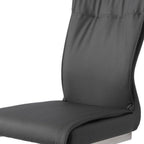 Set of Two Gray And Silver Faux Leather And Stainless Steel Dining Side Chairs