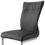 Set of Two Gray And Silver Faux Leather And Stainless Steel Dining Side Chairs