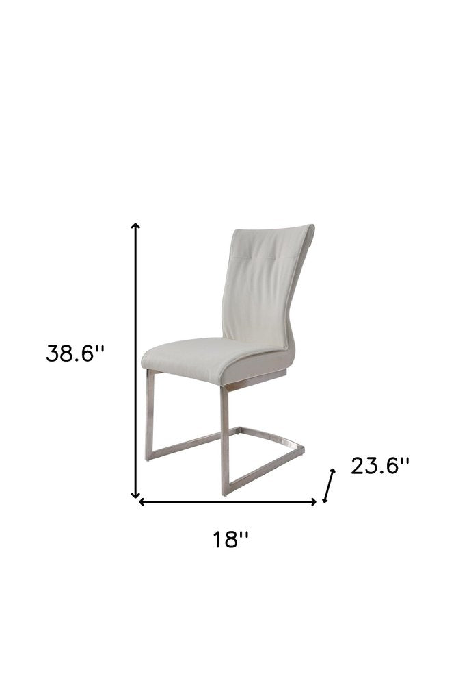 Set of Two Gray And Silver Faux Leather And Stainless Steel Dining Side Chairs