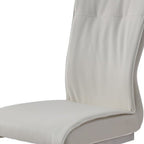 Set of Two Gray And Silver Faux Leather And Stainless Steel Dining Side Chairs