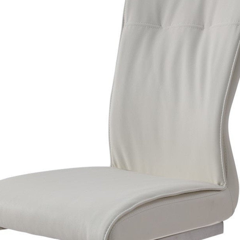 Set of Two Gray And Silver Faux Leather And Stainless Steel Dining Side Chairs