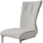 Set of Two Gray And Silver Faux Leather And Stainless Steel Dining Side Chairs
