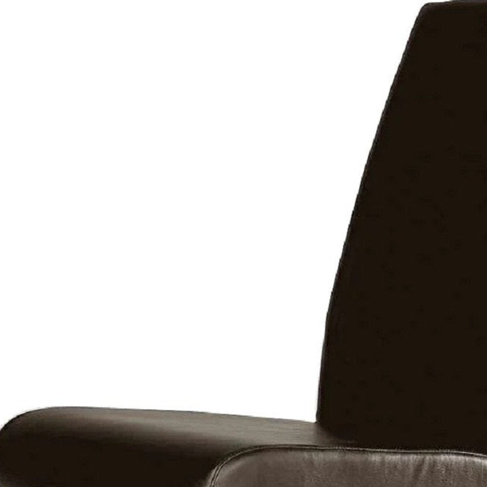 Set of Two Dark Brown And Silver Faux Leather And Metal Dining Side Chairs