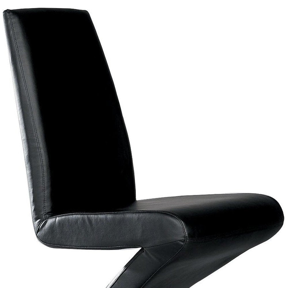 Set of Two Dark Brown And Silver Faux Leather And Metal Dining Side Chairs
