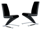 Set of Two Dark Brown And Silver Faux Leather And Metal Dining Side Chairs