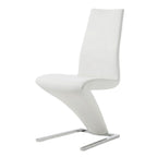 Set of Two Dark Brown And Silver Faux Leather And Metal Dining Side Chairs