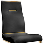 Set of Two Black And Gold Faux Leather And Stainless Steel Dining Side Chairs