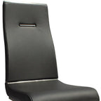 Set of Two Black And Silver Faux Leather And Stainless Steel Dining Side Chairs