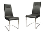 Set of Two Black And Silver Faux Leather And Stainless Steel Dining Side Chairs