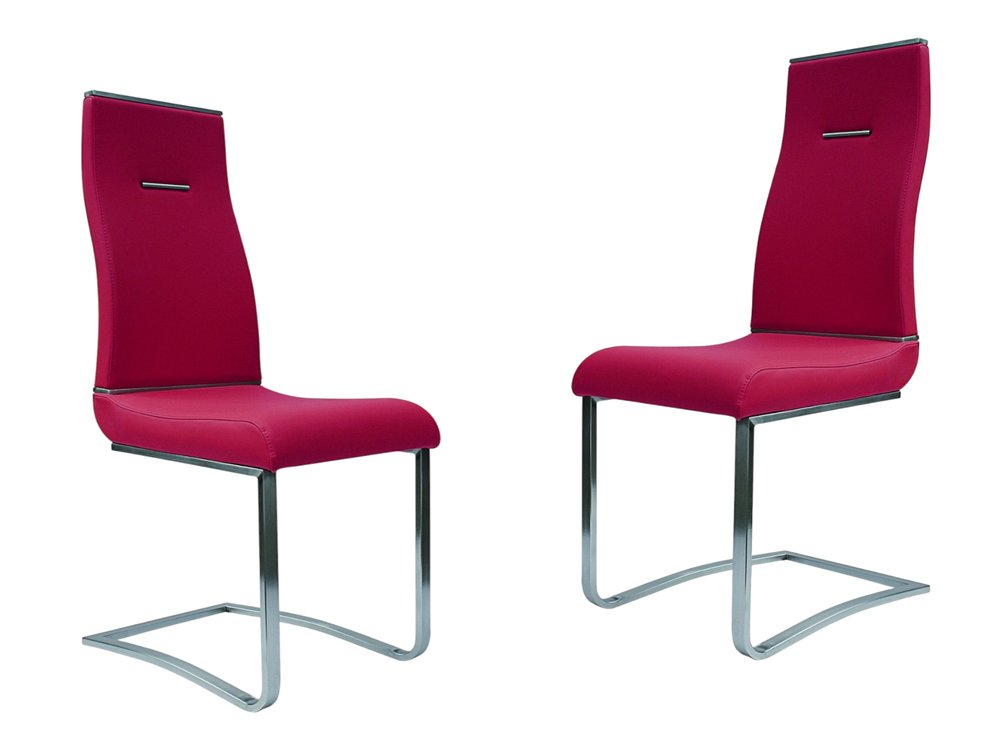 Set of Two Black And Silver Faux Leather And Stainless Steel Dining Side Chairs