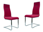 Set of Two Black And Silver Faux Leather And Stainless Steel Dining Side Chairs