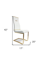Set of Two Black And Gold Faux Leather And Stainless Steel Dining Side Chairs
