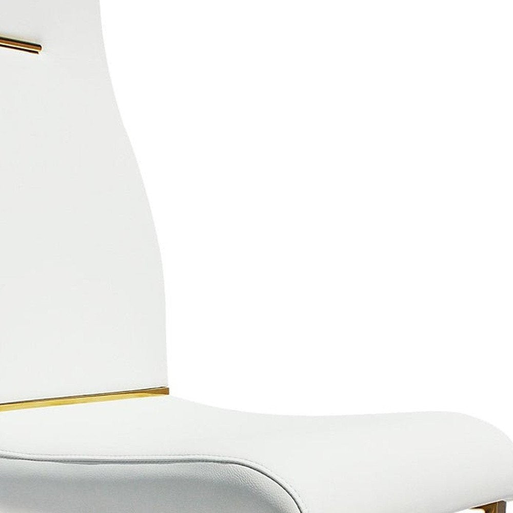 Set of Two Black And Gold Faux Leather And Stainless Steel Dining Side Chairs