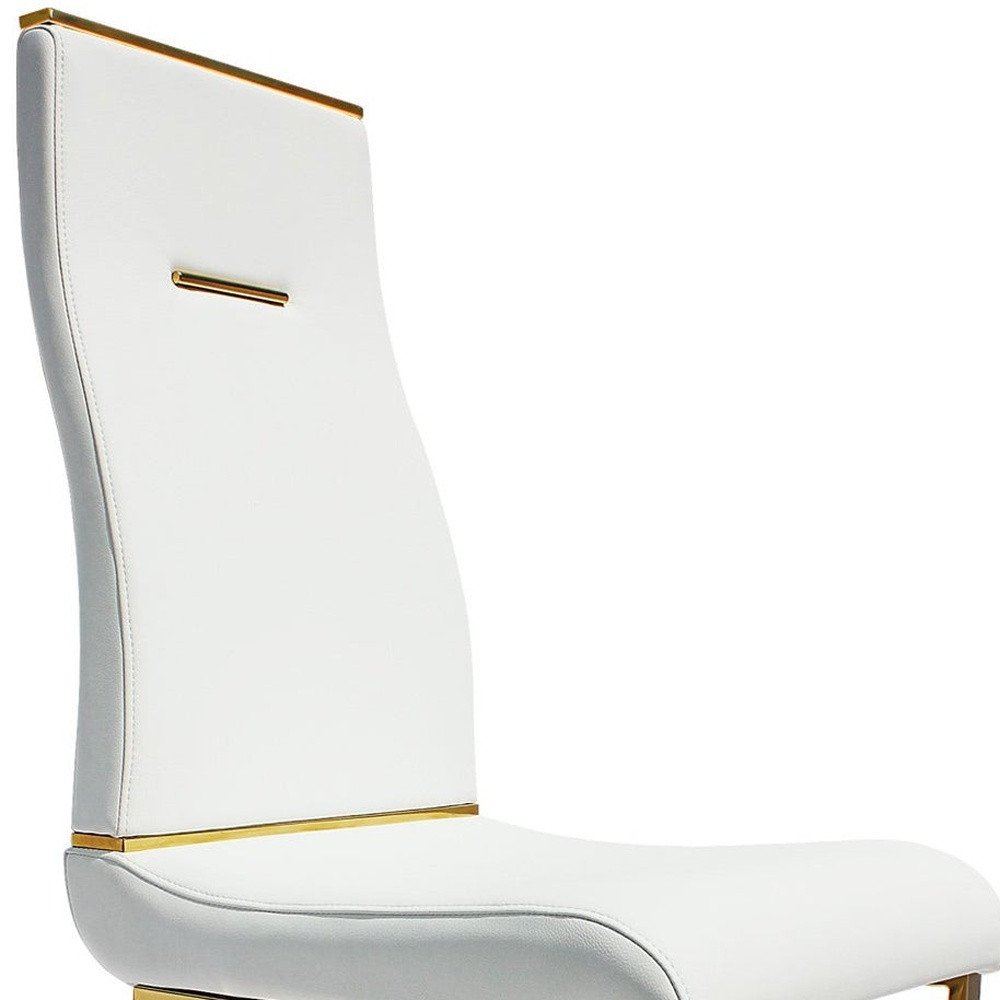 Set of Two Black And Gold Faux Leather And Stainless Steel Dining Side Chairs