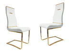 Set of Two Black And Gold Faux Leather And Stainless Steel Dining Side Chairs