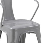 Set of Four Gray Metal Partially Open Back Dining Arm Chairs