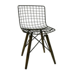 Set of Two Gray And Brown Metal Open Back Dining Side Chairs