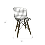 Set of Two Gray And Brown Metal Open Back Dining Side Chairs
