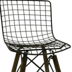 Set of Two Gray And Brown Metal Open Back Dining Side Chairs