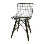Set of Two Gray And Brown Metal Open Back Dining Side Chairs