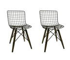 Set of Two Gray And Brown Metal Open Back Dining Side Chairs
