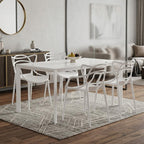 Set of Four White Heavy Duty Plastic Open Back Dining Arm Chairs