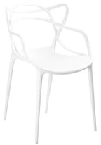 Set of Four White Heavy Duty Plastic Open Back Dining Arm Chairs