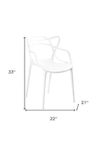 Set of Four White Heavy Duty Plastic Open Back Dining Arm Chairs