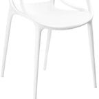 Set of Four White Heavy Duty Plastic Open Back Dining Arm Chairs