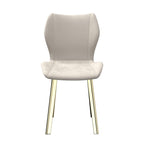 Set of Four Cream And Gold Fabric And Velvet And Metal Dining Side Chairs