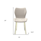 Set of Four Cream And Gold Fabric And Velvet And Metal Dining Side Chairs