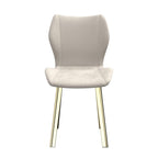 Set of Four Cream And Gold Fabric And Velvet And Metal Dining Side Chairs