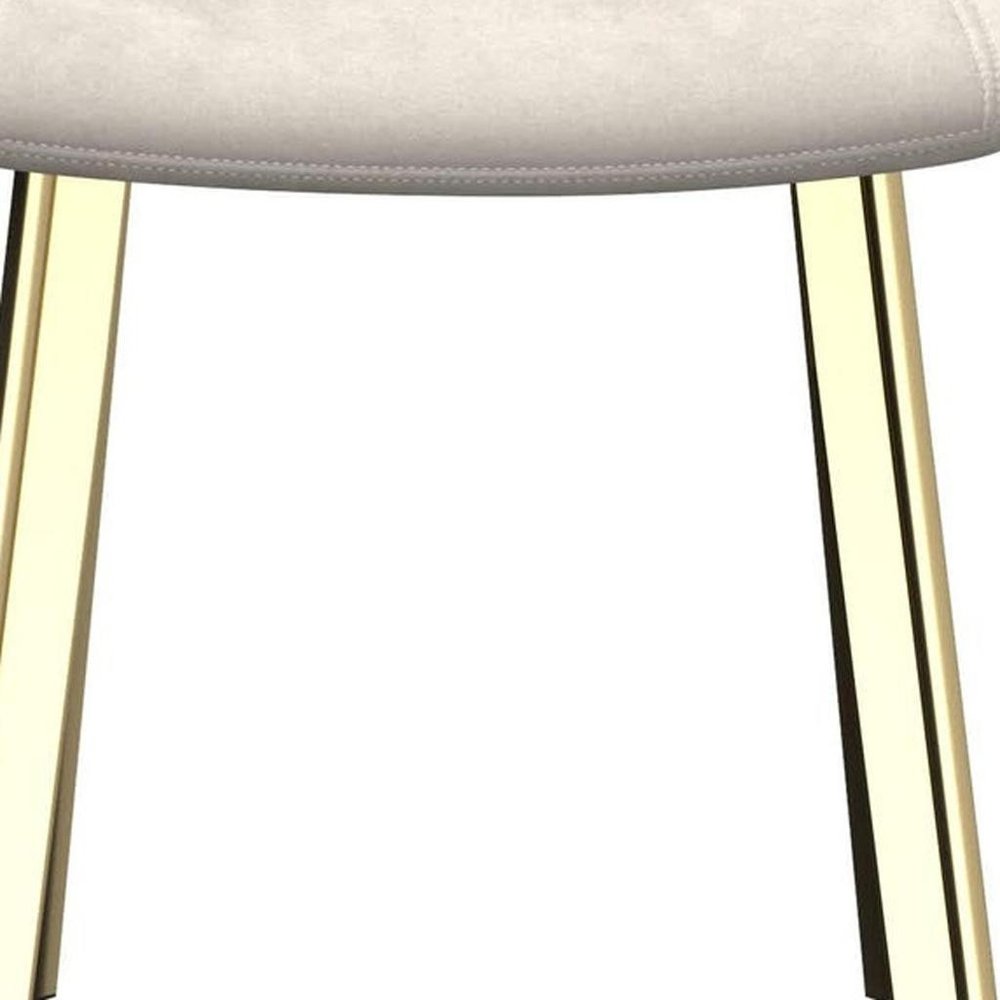 Set of Four Cream And Gold Fabric And Velvet And Metal Dining Side Chairs