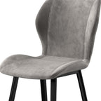 Set of Four Cream And Gold Fabric And Velvet And Metal Dining Side Chairs