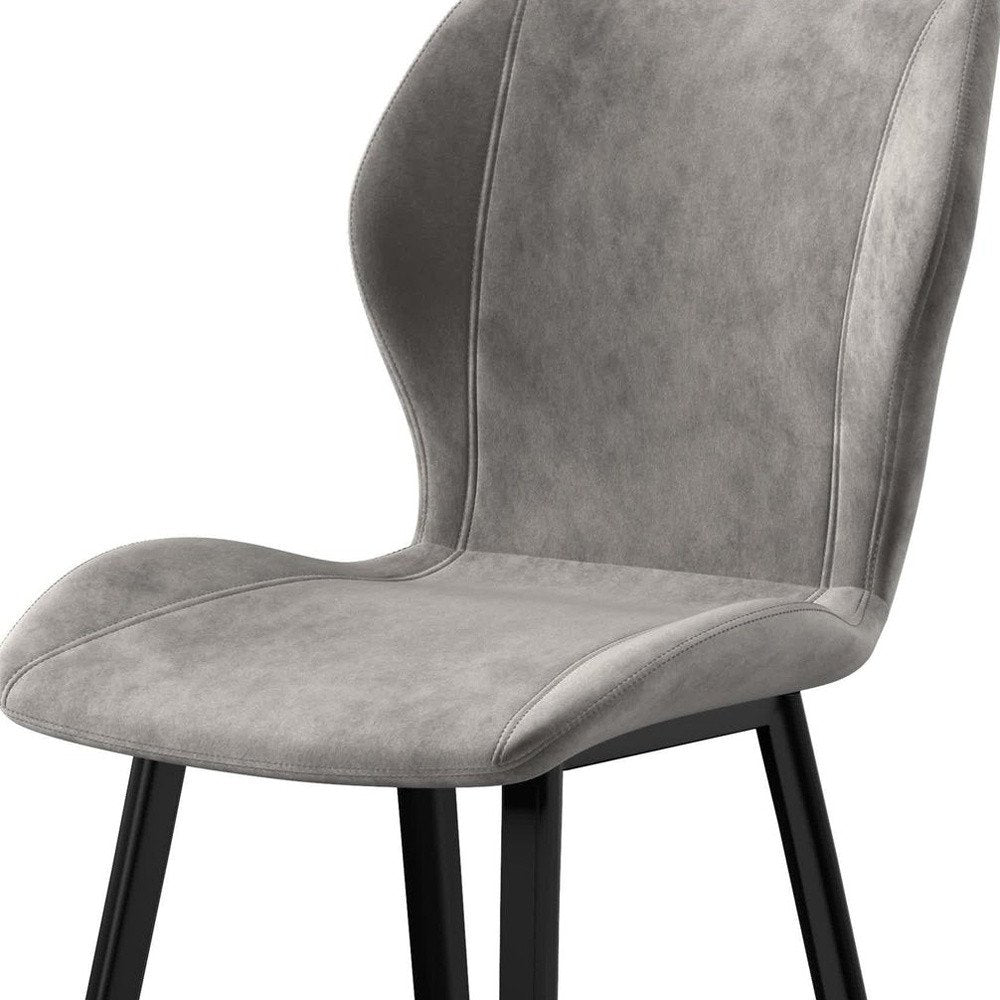 Set of Four Cream And Gold Fabric And Velvet And Metal Dining Side Chairs