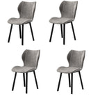 Set of Four Cream And Gold Fabric And Velvet And Metal Dining Side Chairs