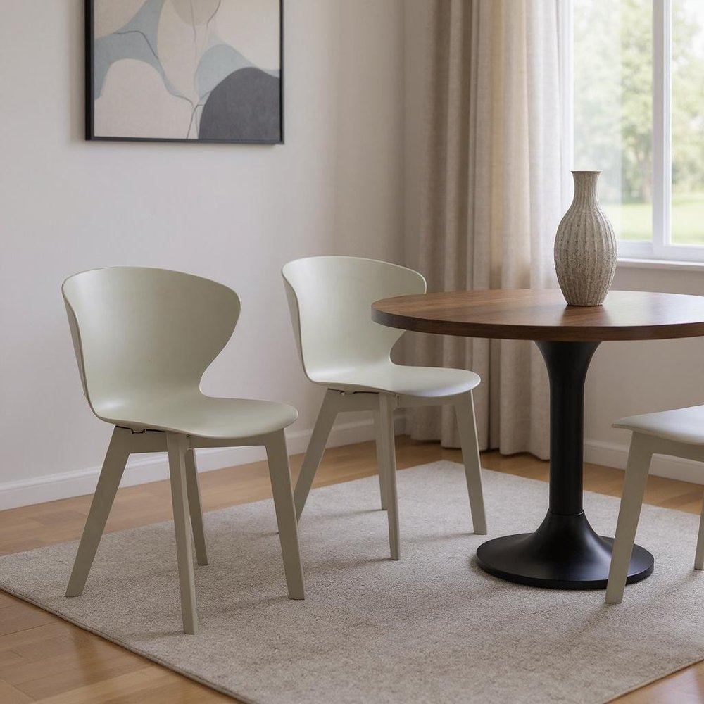 Set of Four White Heavy Duty Plastic Dining Side Chairs