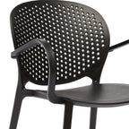 Set of Four Orange Heavy Duty Plastic Partially Open Back Dining Arm Chairs