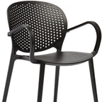 Set of Four Orange Heavy Duty Plastic Partially Open Back Dining Arm Chairs