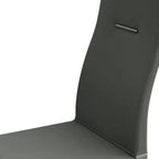 Set of Four Dark Gray And Silver Faux Leather And Wood Dining Side Chairs
