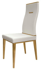 Set of Four Black and Gold Upholstered Faux Leather Dining Side Chairs