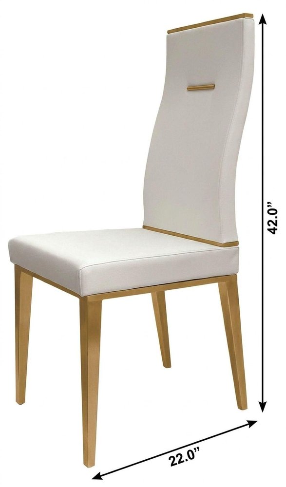Set of Four Black and Gold Upholstered Faux Leather Dining Side Chairs