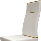 Set of Four Black and Gold Upholstered Faux Leather Dining Side Chairs