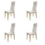 Set of Four Black and Gold Upholstered Faux Leather Dining Side Chairs