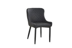 Set of Four Dark Gray And Black Tufted Faux Leather And Metal Geometric Print Dining Side Chairs