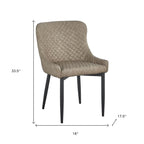 Set of Four Dark Gray And Black Tufted Faux Leather And Metal Geometric Print Dining Side Chairs