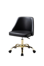 Black and Gold Faux Leather Adjustable Height Swivel Rolling Office Chair